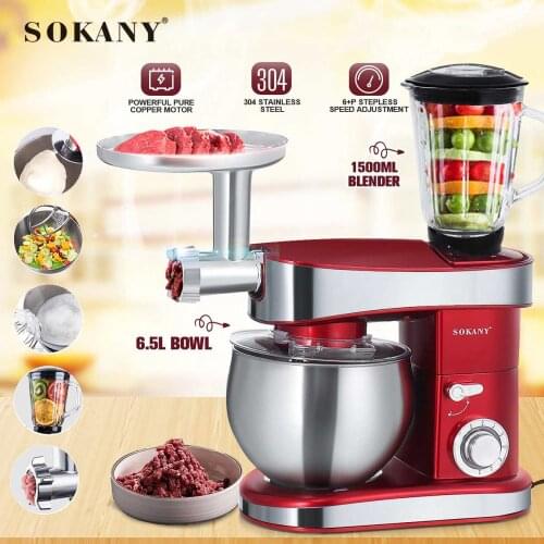 1200W Stand Mixer Stainless Steel 6-speed 6.5L Bowl Kitchen Food Blender Cream Egg Whisk Cake Dough Kneader Bread Mixer