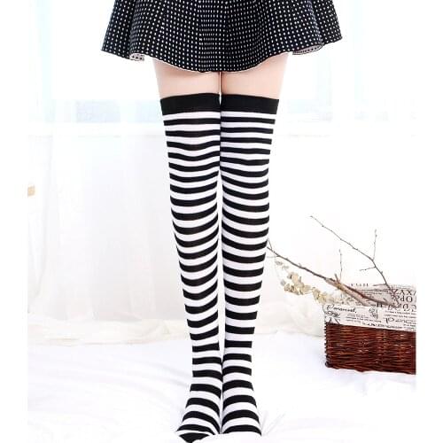 Ms Christmas Stockings 2018 Autumn Winter Socks Red Green Stripe Elf Over The Knee Socks Xmas Fancy Dress Stockings Christmas