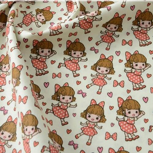 Cartoon Lovely Girl 100% Cotton Fabric Patchwork For Kids Clothes Needlework Material Home Textile Sewing Doll Quilting Fabrics