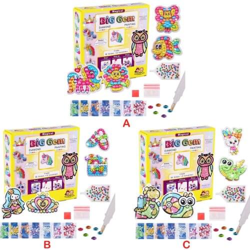 Gem Diamond Painting Kit for Kids Including 12 Stickers and 2 Window Ornaments DIY Paint Arts and Crafts Supplies for Boys Girls