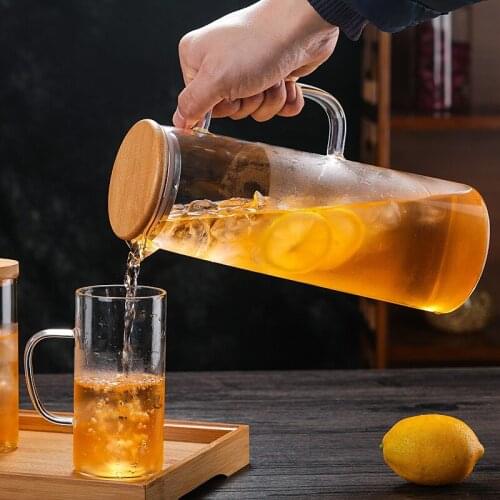 1600ML Simple Household Kettle Set Water Bottle Glass Teapot Juice Pot High Temperature 300ML Water Cup Tea Pot Bottle Set