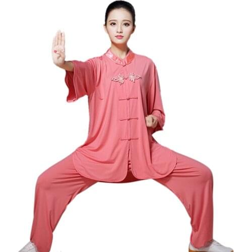 New Design Women Cotton Linen Pure Color Tai Chi Uniform Martial Arts Suit Kung Fu For Taiji Clothing Wushu Clothes