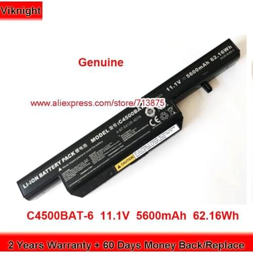 Genuine C4500BAT-6 Battery 6-87-C480S-4G48 for Clevo B4105 C4500 C5500Q 6-87-C480S-4P42 Laptop 11.1V 5600mAh 62.16Wh