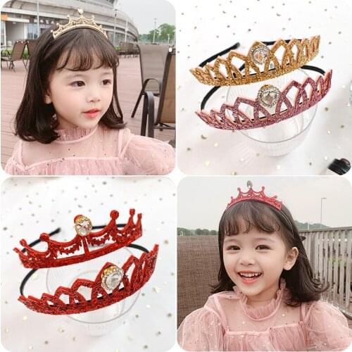 2021 Children Cute Sweet Shiny Rhinestone Crown Hair Clips Headbands Baby Girls Lovely Hairpins Hairbands Kids Hair Accessories