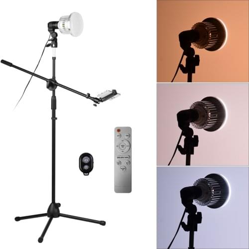 Professional Photography Light Stand Kit 140cm Adjustable Height Durable Aluminum Alloy Floor Tripod Stand Kit with LED Light