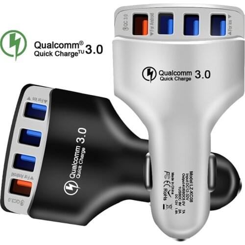 QC3.0 Car Charger 4USB Quick Charger 4 Ports Car Charger Adapter for iPhone 7 Samsung with Retail Package
