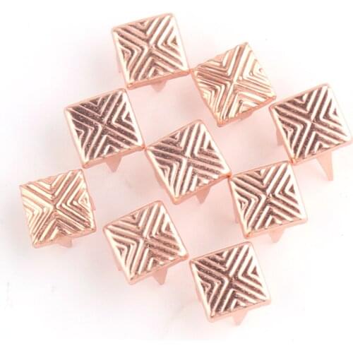 Rose-gold Nailhead Quadrate Tacks Flat Claw Studs Rivets Cone Decorative Shoes Purse Belt Leather Craft Accessory 50 PCS 7 mm