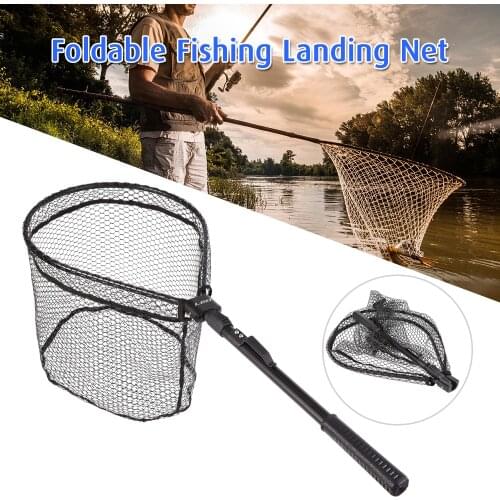 Lixada Fly Fishing Triangle Brail Landing Net Portable Foldable Lightweight Net Nylon Fishing Net Aluminum Alloy Frame