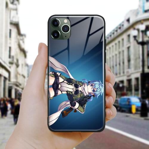 Shino asada anime girl fanart Soft Silicone Glass Phone Case Cover Shell For iPhone SE 6 6s 7 8 Plus X XR XS 11 12 Mini Pro Max