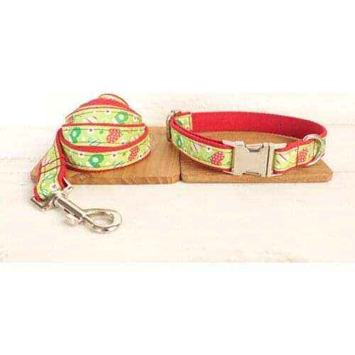 Customized Dog Collar Engraved Puppy ID Tag Leash Collar Set Adjustable Outdoor Fashion Print Pet Collar Leash MERRY CHRISTMAS
