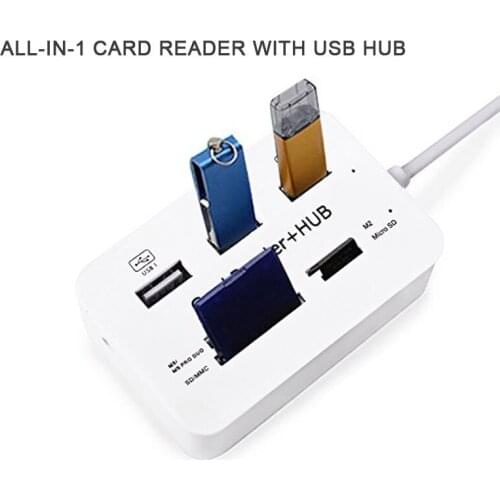 All In One Usb 2.0 Hub 3 Ports With Usb Card Reader Hub 2.0 480mbps Combo For Ms/m2/sd/mmc/tf Splitter For Pc Laptop Card Reader