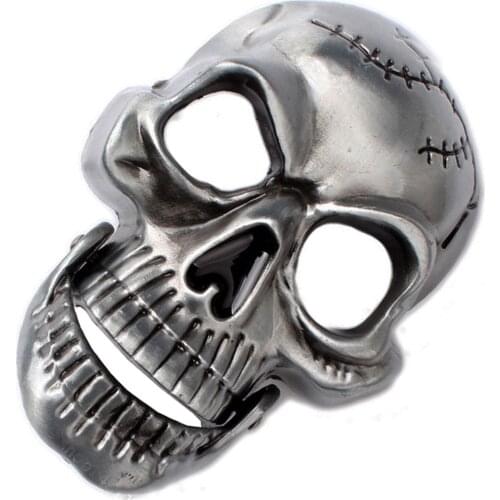 Vintage Western Belt Buckle Skull Head with Hinged Jaw Metal Gothic Punk Rock For Men Business Casual