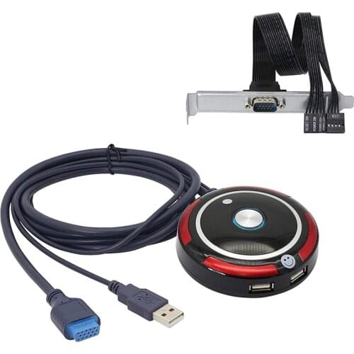 External Computer Power Button Computer Case Reset Switch with 2 USB Ports and Audio Port Cable Length 110 cm