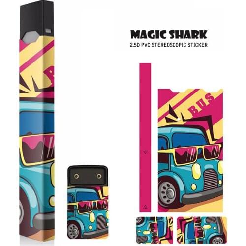 Magic Shark Vintage Car Motorcycle Eagle No Fade Sticker For Juul E Cigarette Protective Skin Case Cover 1pc/lot