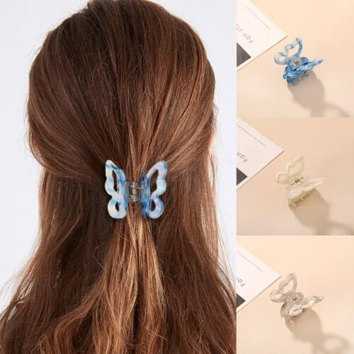 Acetate Resin Hair Claw Sweet Fairy Butterfly Hairpin Clip Gradient Tie-Dye Colored Styling Tools Barrettes for Women Girls