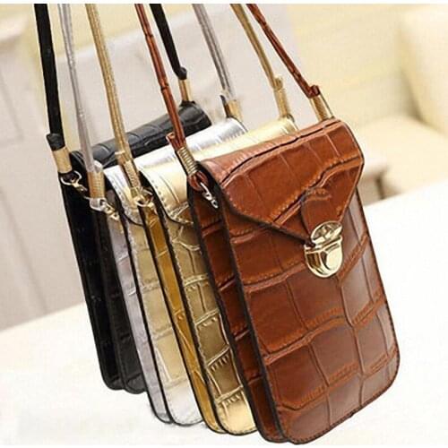 Female Crossbody Bags Fashion One-shoulder Mobile Phone Bag Stone Pattern Metal Hasp Chain Crossbody Bags Women