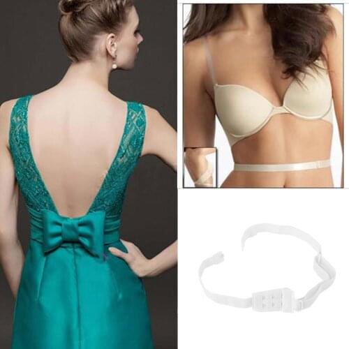 Women Bra Extenders Hook Low Back Backless Bra Strap Adapter Converter Fully Adjustable Hook Dress strap Stretchy Elastic Strap