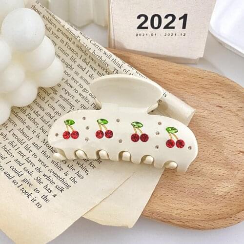 High Quality French Temperament Cherry Shark Clip Large Hair Clip Claw Crabs Clip Hair Clamps For Women Hair Accessories