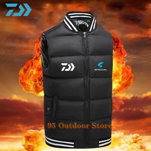 Daiwa New Mens Fishing Fever Vests Smart Constant Temperature Heating Waistcoat Male Winter Thicken Warm Vest USB Safe Heated