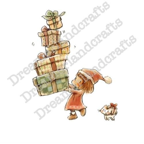 10x8 Girl takes a lot of presents Transparent Clear Stamps Silicone Seals for DIY scrapbooking photo album Card Making