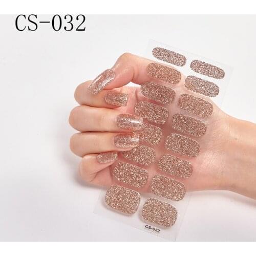 16pcs/sheet Glitter Gradient Color Nail Stickers Nail Wraps Full Cover Nail Polish Sticker DIY Self-Adhesive Nail Art Decoration