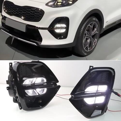 Car Flashing 2pcs LED For Kia sportage KX5 2019 2020 Daytime Running Light DRL LED Day Light Front Bumper Head Fog Lamp White