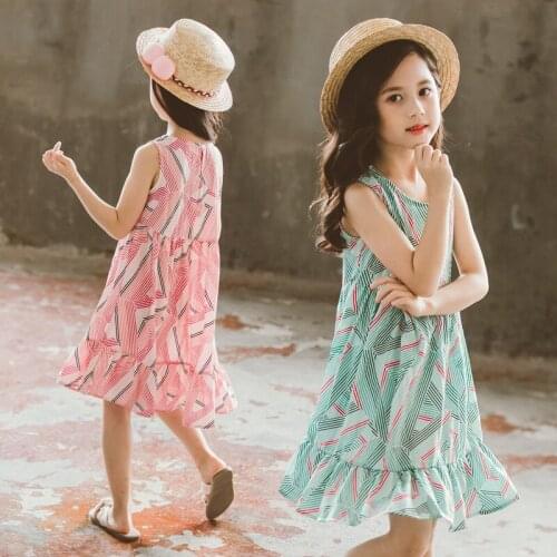 2020 New Summer Girls Clothes Sleeveless Casual Kids Dresses for Girl 3 4 5 6 7 8 9 10 11 12 Year Children Outfits Dress