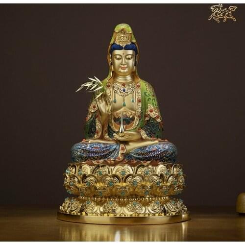 40CM Large Asia TOP grade A+ gilding GUAN YIN Buddha statue Guanyin Mahasthamaprapta God HOME shrine bless safe good protection