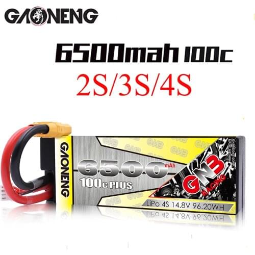 Gaoneng GNB 6500mAh 2S/3S/4S 7.4V 11.1V 14.8V 100C Hardcase LiPo Battery T Plug for 1:8 1/8 RC Car four drive off-road RC Car
