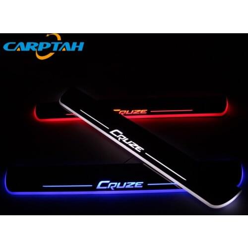 Carptah Trim Pedal LED Car Light Door Sill Scuff Plate Pathway Dynamic Streamer Welcome Lamp For Chevrolet Chevy Cruze 2015-2018