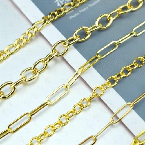 1 Yard Stainless Steel DIY Chain for Men Women Curb Cuban Link Flat Drawn Cable Chain Chokers Vintage Paperclip Tone Solid Metal