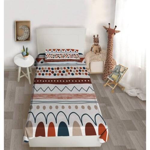 Çocuk odası yatak örtüsü yuvarlak mavi nokta renkli yatak örtüsü