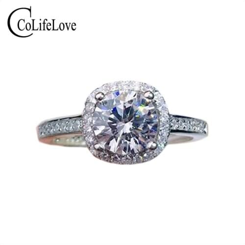 CoLife Jewelry Classic Moissanite Wedding Ring 1ct D Color Moissanite Ring for Engagement 925 Silver Fashion Ring