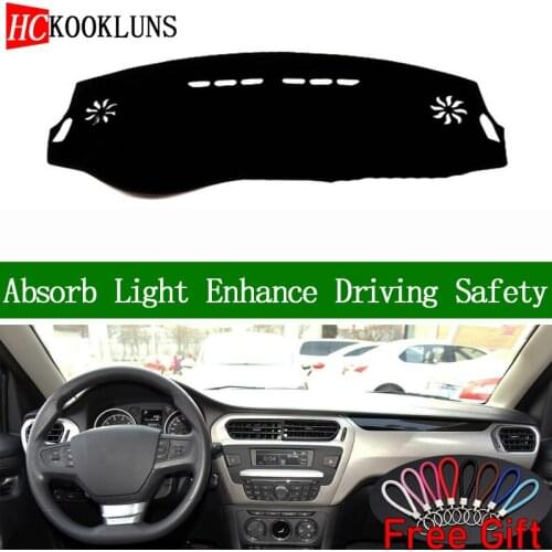 For Peugeot 301 2014 2015 2016-2018 Dashboard Cover Sun Shade Dash Mat Pad Carpet Car Stickers Interior Accessories