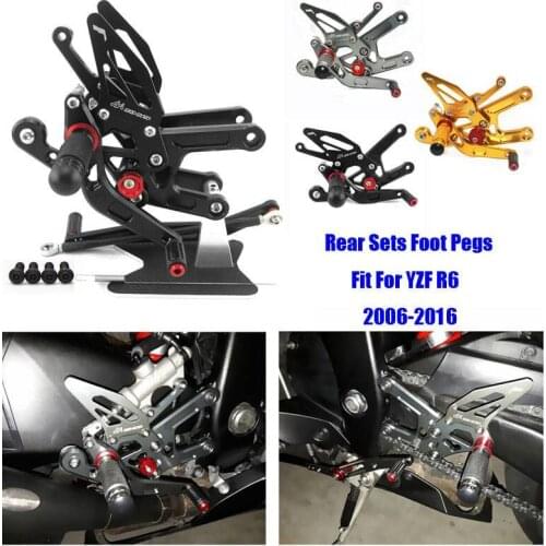 For Yamaha YZF-R6 2006-2016 07 08 09 14 CNC Adjustable Footrest Foot Pegs Pedal Mount Bracket Sets Footpeg Rider Rear Rearset