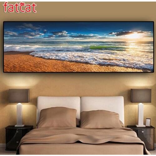 FATCAT Sunset natural sea scenery large 5D Diy Daimond Painting Full Square Round Rhinestone Embroidery Sale home decor AE2301