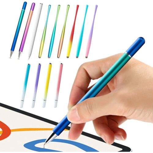 Gradient Color Stylus Pen for iOS Android Touch Screens Magnetic Cap Disc Capacitive Stylus Pencil with Built-in Replacement Tip