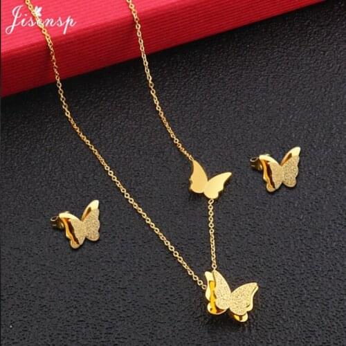 Jisensp Rose Gold Matte Butterfly Charms Necklace Stainless Steel Jewelry Cute Animal Choker Necklaces for Women Best Friend Gif