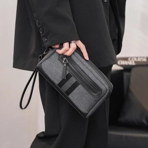 New Mens Casual Clutch Bags Large Capacity Nylon Wristlet Wallet Business Street Male Phone Purse Trendy Pouches Day Clutches