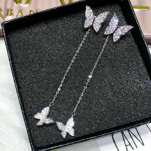 Beautiful Butterfly Silver Color Ear Stud Jewelry A Pair/set White Women Stud Earrings