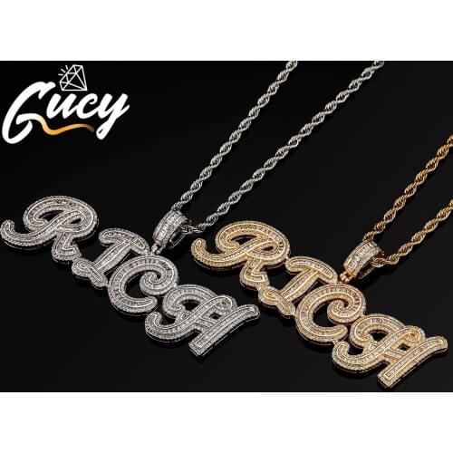 GUCY Fashon Custom Name Letters Pendant With Tennis Chain Necklace Gold Color Women/Mens Hip Hop Jewelry For Gift