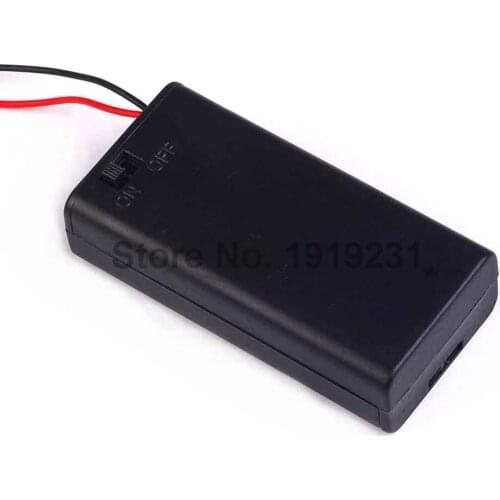 10PCS Small Plastic battery case shell 2X 5A battery Clip Storage Holder Box Case Black With Wire Lead With cover