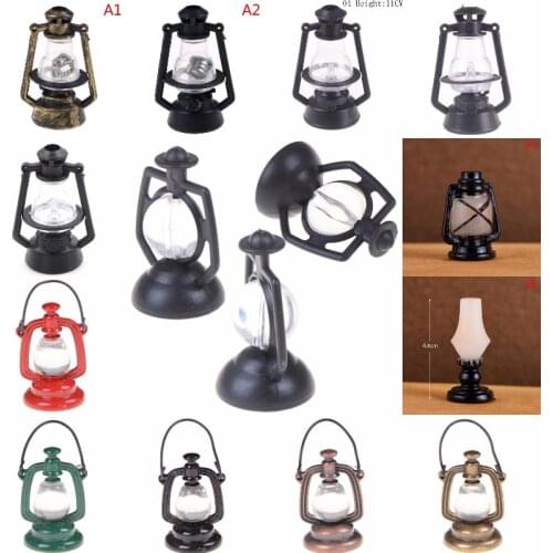 Vintage Retro Kerosene Lamp Mini Furniture Miniature Rement Play Do House 1:12 Dollhouse Toy For Kids Children Gift