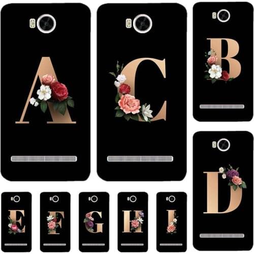 For Huawei Y3 2 Y3II-U22 LUA-U22 Lua-L21 4.5" Case Cute Lovely Cartoon Pattern Flowers Black Letters Soft TPU Cover