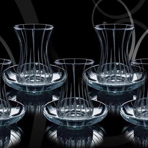 Pasabahce Thin Belli-12 Parça-6 Personality Tea Kit-Glass-Turkish Breakfast Tea Cup