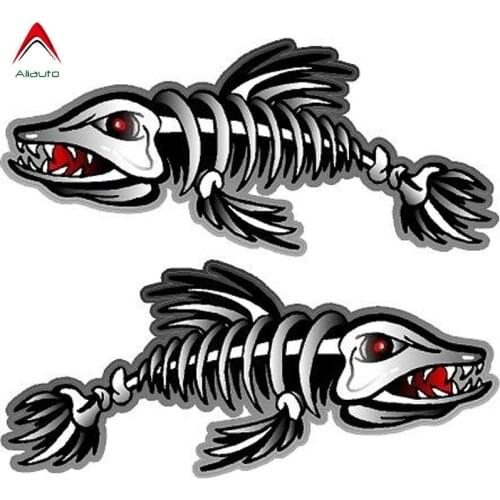 Aliauto 2 X Reflective Car Stickers Zombie Fishing Art Series Motorcycle Parts Waterproof Accessories PVC Decal,17cm*7cm