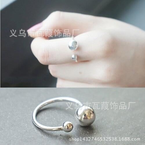 New Trendy Personality Punk Ball Beads Rings For Women Lady Resizable Size Rings Party Jewelry Charm Gifts