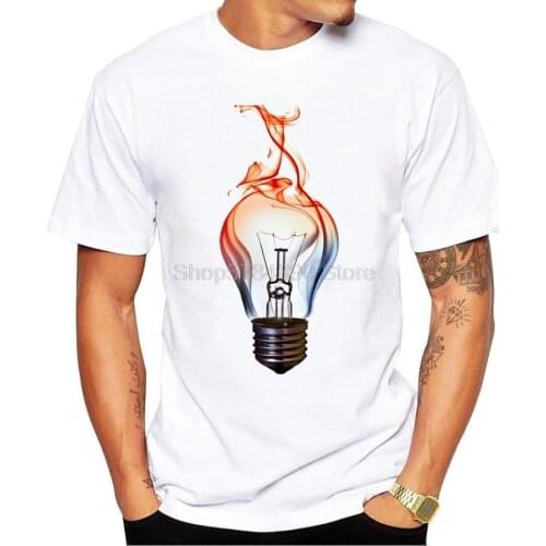 Novel Mens T-shirts Summer Fashion Light Bulb Gym Print T Shirt Funny Men Casual O-Neck Man Tees Shirt
