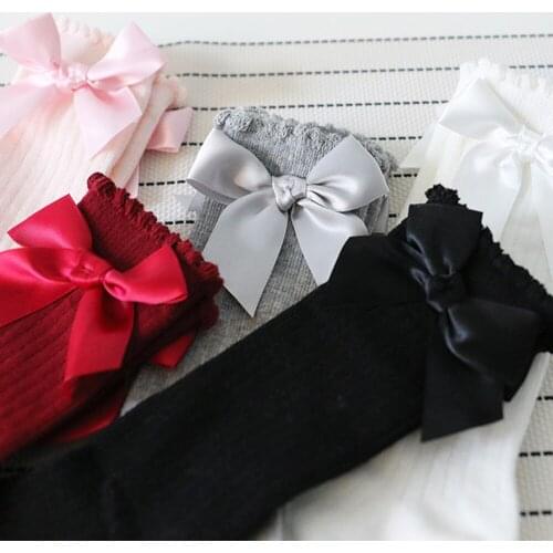 New Autumn Winter Baby Socks Knee High Cotton Spanish Style Big Bow Floor Socks Children Socks For Girls 0-5 years