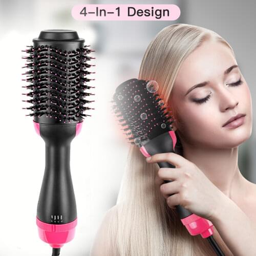 1000W Hair Dryer Hot Air Brush Styler and Volumizer Hair Straightener Curler Comb Roller One Step Electric Ion Blow Dryer Brush